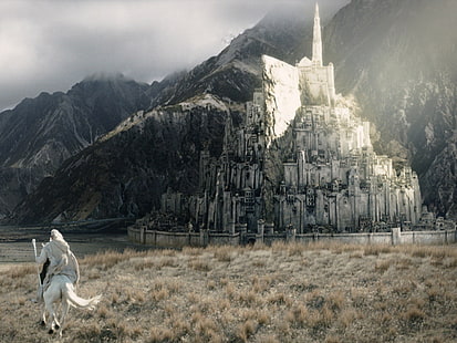Gandalf the White, Minas Tirith, Gandalf, Penguasa Cincin, Penguasa Cincin: Kembalinya Raja, Gondor, Wallpaper HD HD wallpaper