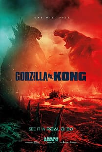 Годзилла против Конга, Годзилла, Кинг Конг, фильмы, битва, кайдзю, существо, постер фильма, HD обои HD wallpaper