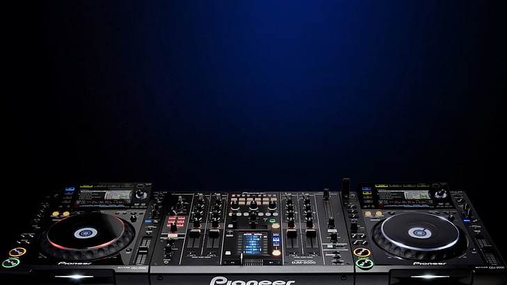 controlador Pioneer DJ cinza, DJ, toca-discos, música, HD papel de parede