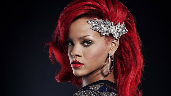 Rihanna, Singer, red, hair, 4K, HD wallpaper HD wallpaper
