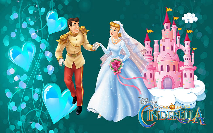 Cartoon Disney Princess Cinderella and Prince Charming Wedding Love Couple Tapeta Hd 1920 × 1200, Tapety HD