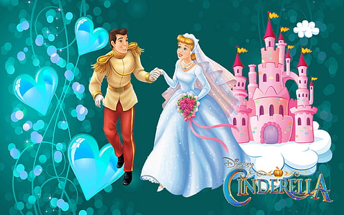 Tecknad Disney Princess Cinderella And Prince Charming Wedding Love Par Wallpaper Bakgrund 1920 × 1200, HD tapet HD wallpaper