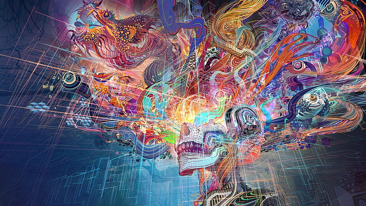 wallpaper catatan musik, penuh warna, abstrak, tengkorak, Wallpaper HD