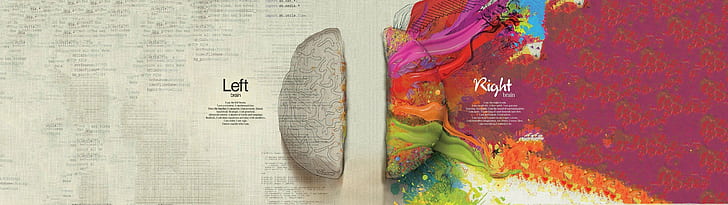 cervello, display multiplo, creatività, Sfondo HD