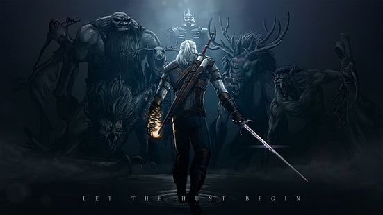 Fond d'écran de The Witcher, le sorceleur 3, chasse sauvage, monstres, art, guerrier, Fond d'écran HD HD wallpaper