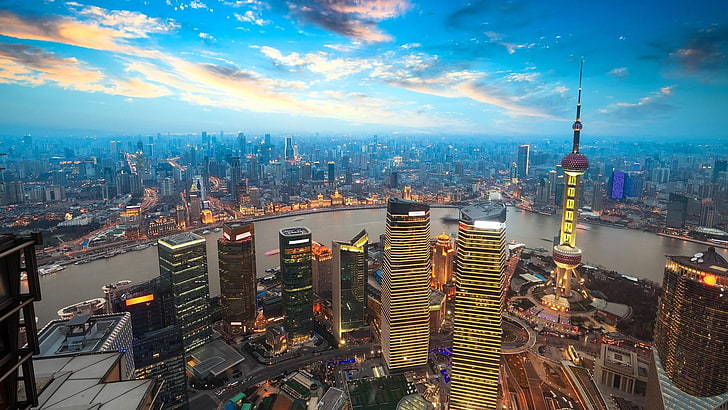 shanghai, cityscape, city, china, skyline, skyscraper, asia, sky, landmark, aerial photography, tower block, daytime, tower, downtown, HD wallpaper