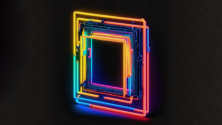 AI art, neon, square, HD wallpaper