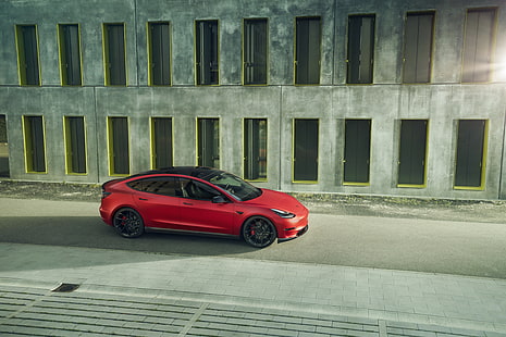 Тесла Моторс, Тесла Модель 3, Автомобиль, Автомобиль повышенной комфортности, Красный Автомобиль, Автомобиль, HD обои HD wallpaper