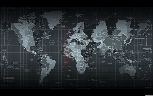 ทวีปโลกโลกกริดที่ดินแผนที่มหาสมุทรทะเลเวลาโลก, วอลล์เปเปอร์ HD HD wallpaper