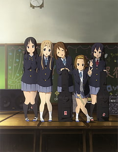 K-ON !, chicas anime, Kotobuki Tsumugi, Hirasawa Yui, Nakano Azusa, Akiyama Mio, Tainaka Ritsu, Fondo de pantalla HD HD wallpaper