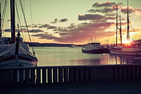Oslo, Norvegia, paesaggio, yacht, nave, Sfondo HD HD wallpaper