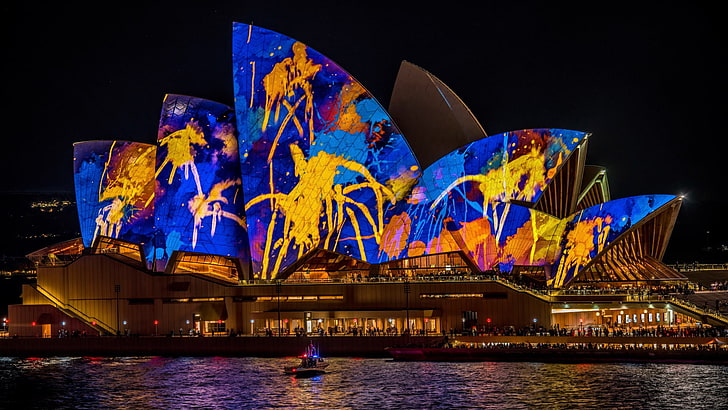 edificio, Australia, notte, Sydney Opera House, Sfondo HD