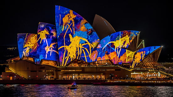 byggnad, Australien, natt, Sydney Opera House, HD tapet HD wallpaper