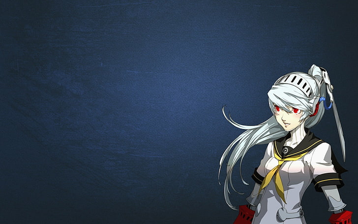 white-haired fictional woman character digital wallpaper, girl, hair, eyes, anime, HD wallpaper