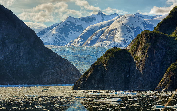 山、海の背景、氷河、ダウンロード3840x2400山、 HDデスクトップの壁紙