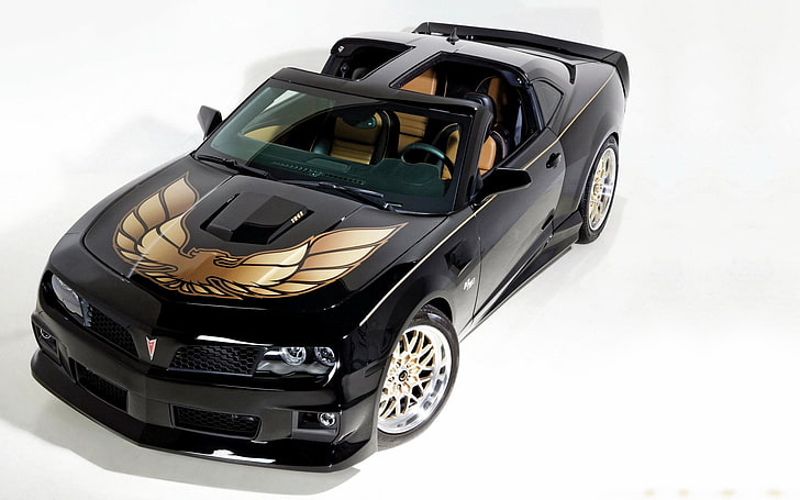 black 5-door hatchback, Pontiac Firebird TransAm, Pontiac Firebird, Pontiac, car, vehicle, black cars, simple background, HD wallpaper