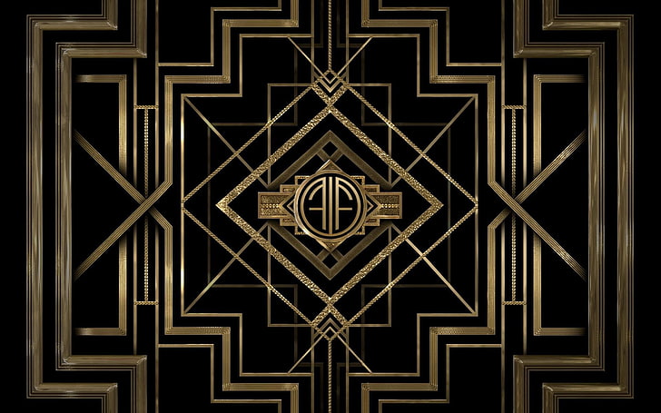 braune und schwarze Tapete der optischen Täuschung, Minimalismus, Muster, digitale Kunst, Schwarzes, Gold, das große Gatsby, Art Deco, HD-Hintergrundbild