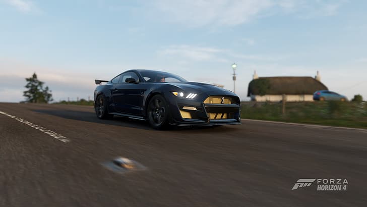 Mustang (Car), gt 500, Fortune Island, Forza, Forza Horizon 4, racing, HD wallpaper