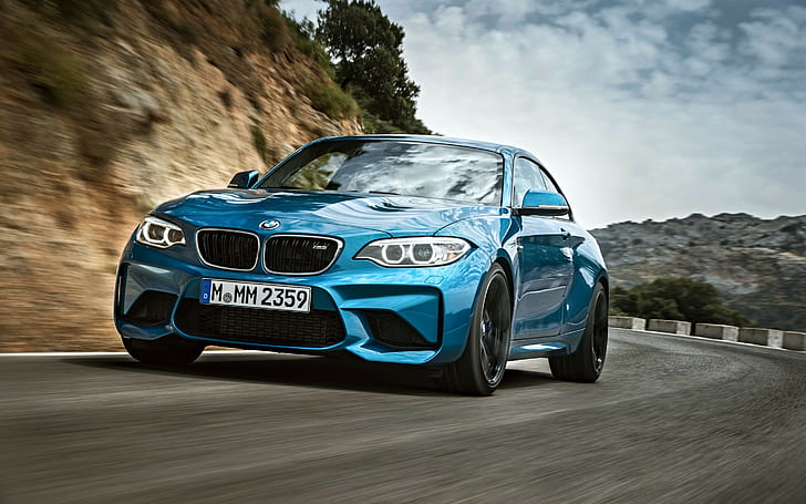 BMW, M2, F87 coupe, azul bmw m2, azul, BMW, M2, F87, BMW coupe, HD papel de parede