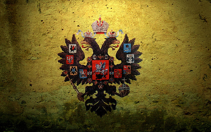 Albaniens logotyp, vapensköld, ryska imperiet, dubbelhövdad örn, ryska riket, HD tapet