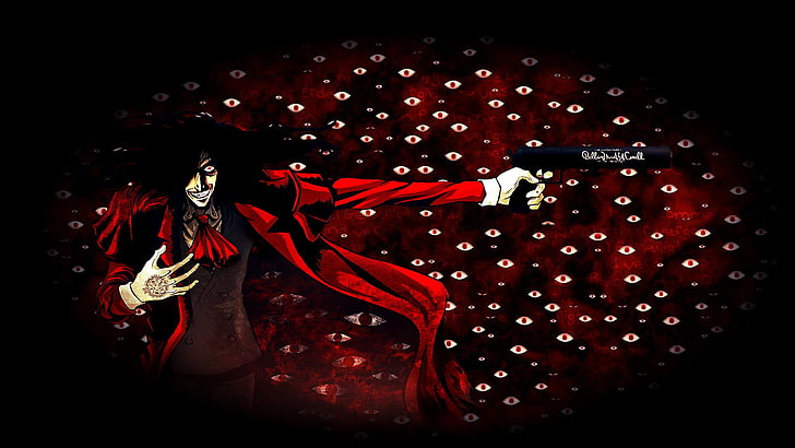 Ilustração de personagem de anime masculino de cabelo preto, Hellsing, Alucard, HD papel de parede