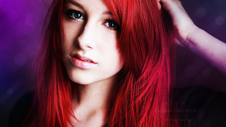 redhead, face, model, Sofia Wilhelmina, blue eyes, women, HD wallpaper