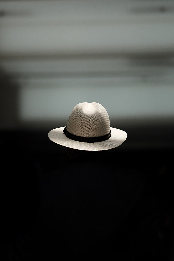 white sun hat, hat, minimalism, levitation, HD wallpaper