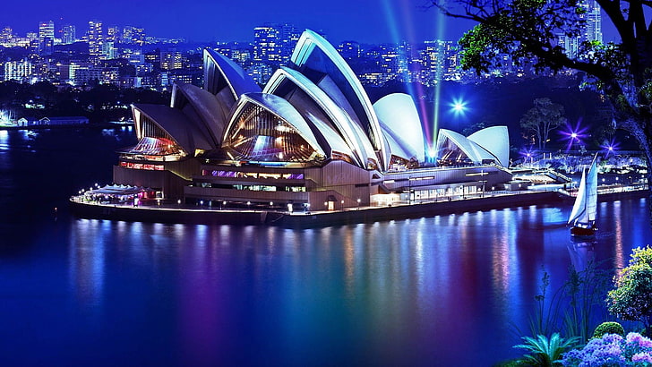 オーストラリア、シドニー、シドニーオペラハウス、建築、建物、水、現代、 HDデスクトップの壁紙