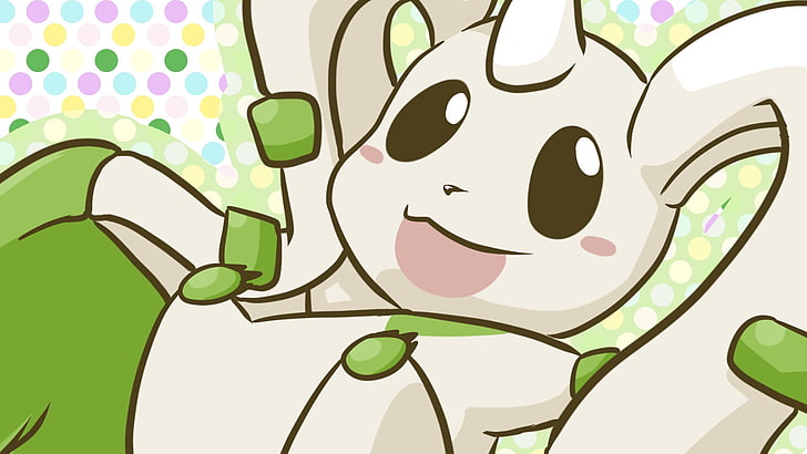 biało-zielona ilustracja postaci anime, teriermon, Digimon Adventure, imalune, kropki, Tapety HD