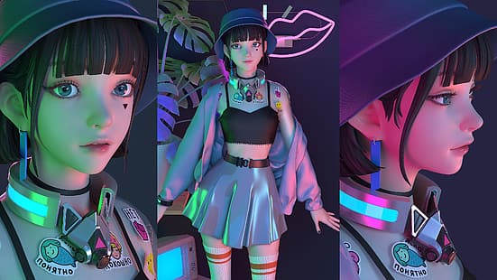  anime girls, Game CG, JYANME, HD wallpaper HD wallpaper