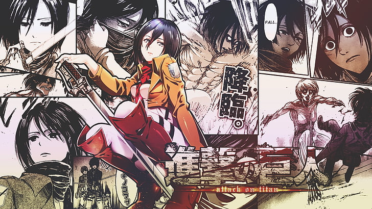 Shingeki no Kyojin, Mikasa Ackerman, garotas de anime, mangá, HD papel de parede