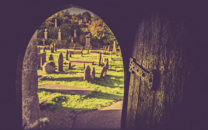 grave, cemetery, filter, HD wallpaper