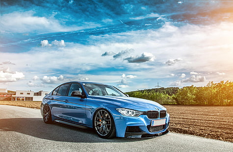 سيارة BMW F30 سيدان زرقاء ، بي ام دبليو ، f30 ، 335i ، ضبط ، موقف، خلفية HD HD wallpaper
