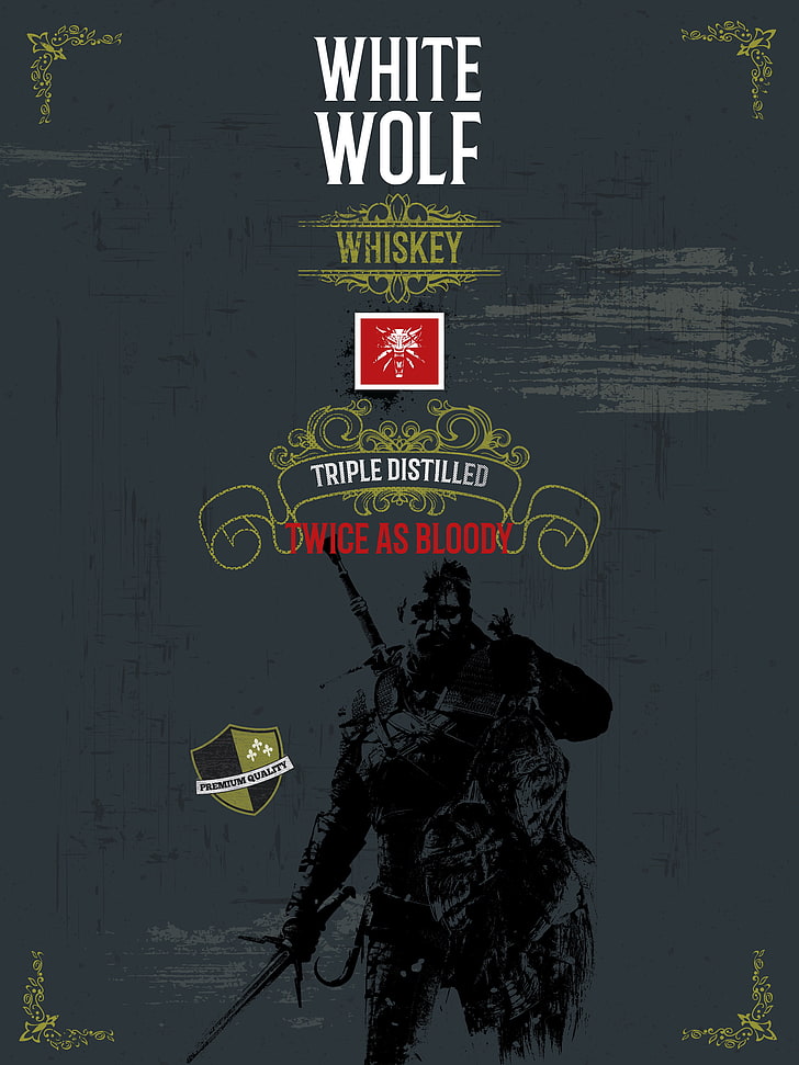 Wiedźmin 3: Dziki Gon, Geralt of Rivia, fan art, plakat, Wiedźmin, whisky, Tapety HD, tapety na telefon
