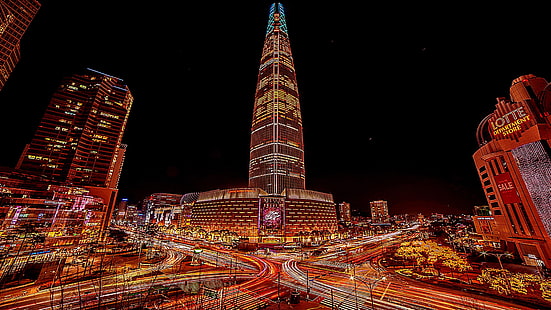 برج ، سيول ، كوريا الجنوبية ، العاصمة ، سيتي سكيب ، أضواء المدينة ، آسيا، خلفية HD HD wallpaper
