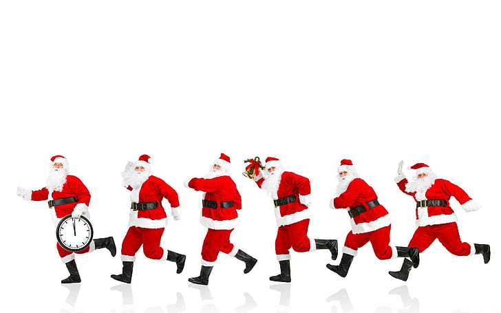 new year, christmas, santa claus, five, go, watch, gift, new year, christmas, santa claus, five, watch, gift, HD wallpaper