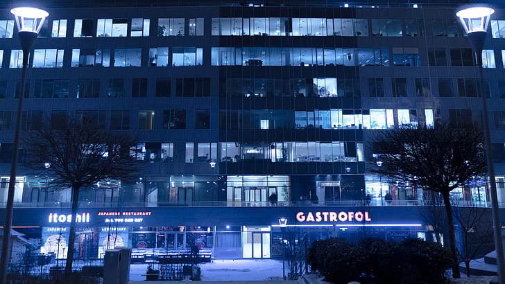 gedung, kantor, malam, Hongaria, Wallpaper HD