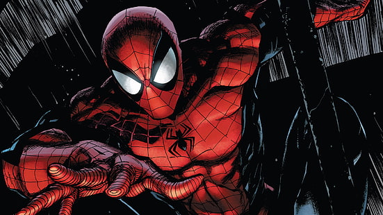 Wunder-Comics, Spider-Man, Comic-Kunst, Superheld, Rot, Maske, Comics, HD-Hintergrundbild HD wallpaper