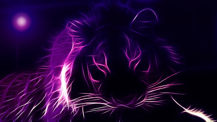 purple tiger illustration, Cats, Tiger, HD wallpaper