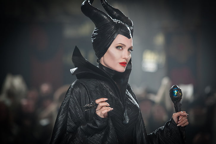 Angelina Jolie as Maleficent, Angelina Jolie, Action, Red, Fantasy, Green, Black, Wallpaper, Family, Eyes, Woman, Walt Disney Pictures, Face, Lips, Movie, Film, 2014, Hands, Adventure, Dangerous, Horns, Romance, Witch, Thriller, Mystery, Drama, Maleficent, Clothes, Wand, HD wallpaper