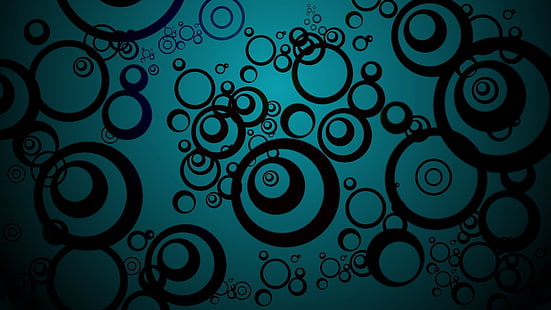 schwarze und aquamarine digitale Tapete, Zusammenfassung, digitale Kunst, Formen, HD-Hintergrundbild HD wallpaper