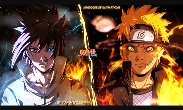 Anime, Naruto, Naruto Uzumaki, Sasuke Uchiha, HD wallpaper