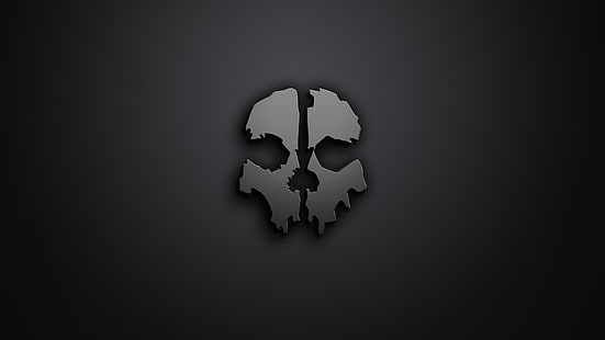 gray skull symbol, skull, artwork, minimalism, gray background, Call of Duty, Call of Duty: Ghosts, Dishonored, HD wallpaper HD wallpaper