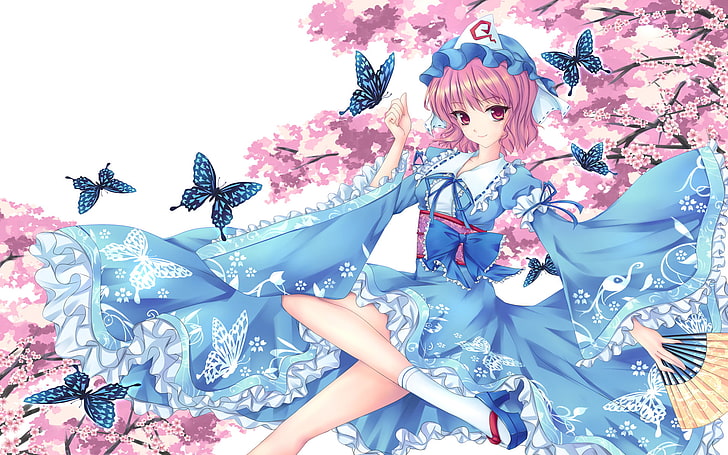 Anime, butterfly, flowers, games, girls, insects, spring, trees, HD  wallpaper | Wallpaperbetter
