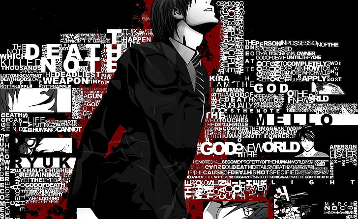 Grafika typograficzna, tapeta Death Note Kira, artystyczna, typografia, grafika, Tapety HD