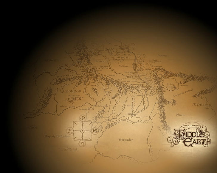 карта, Властелинът на пръстените, Средната земя, HD тапет