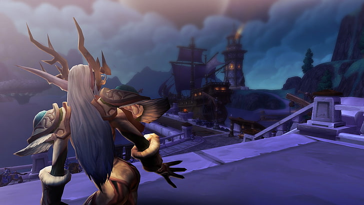 Abbildung eines Spielcharakters, World of Warcraft: Die Kriegsherren von Draenor, Photoshop, Nachtelfen, World of Warcraft, Screenshot, HD-Hintergrundbild