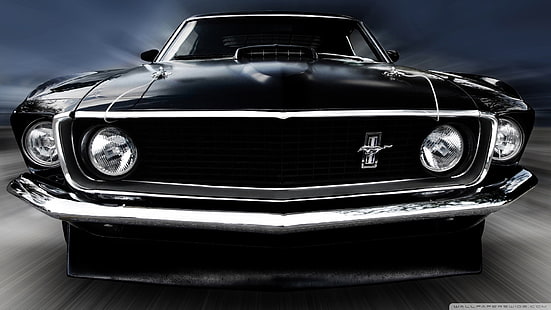 siyah Ford Mustang, ford mustang 1969, eski araba, spor araba, HD masaüstü duvar kağıdı HD wallpaper