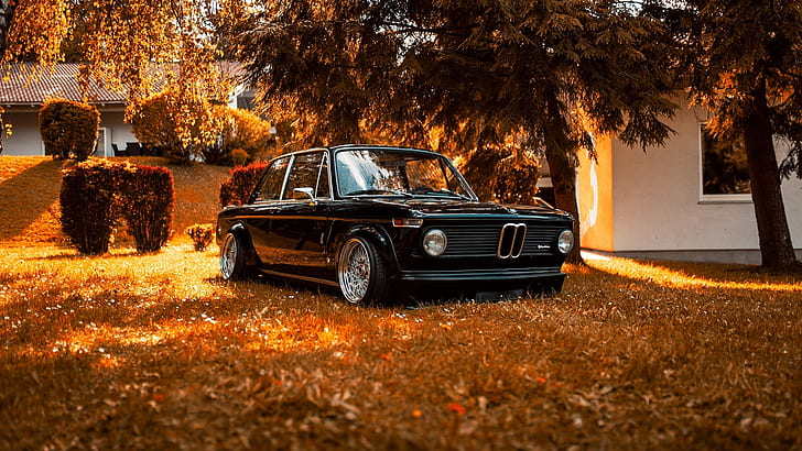 bmw, classic car, black car, HD wallpaper