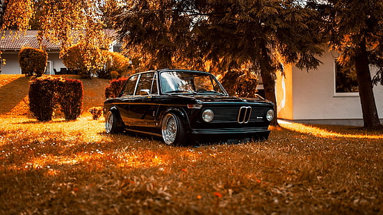 bmw, класически автомобил, черен автомобил, HD тапет HD wallpaper